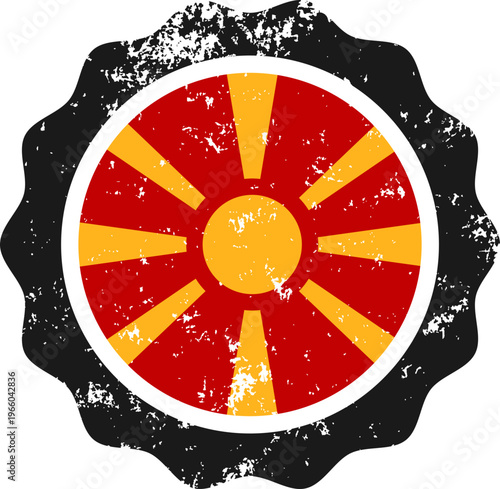 North Macedonia Flag Distressed Emblem