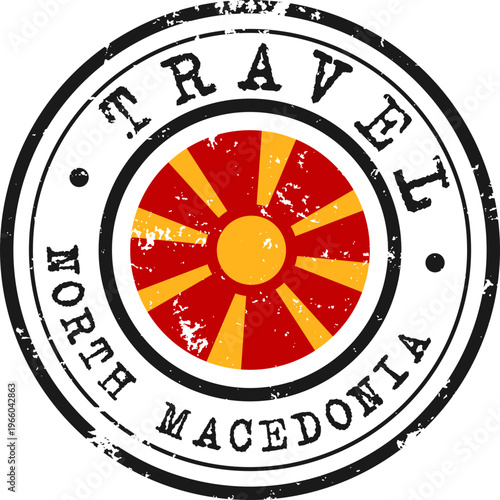 North Macedonia Travel Stamp Distressed