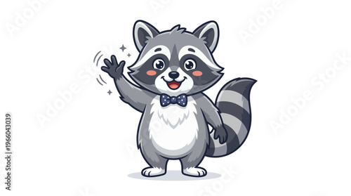 Cute cartoon raccoon with bow tie.