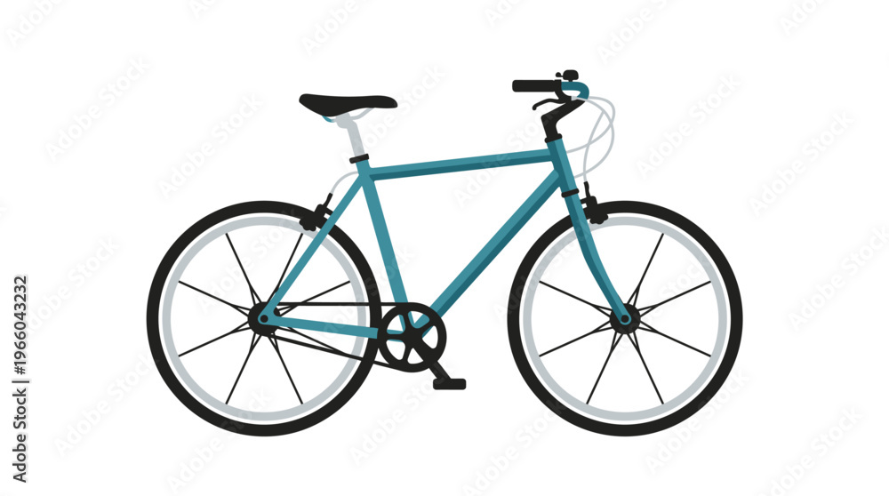 Fototapeta premium Teal colored bicycle with black wheels.