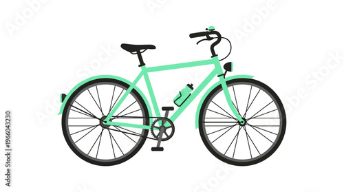 Mint Green Bicycle with Black Accessories.