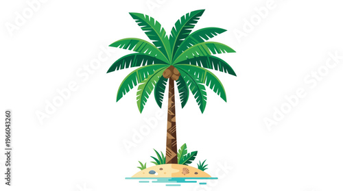 Palm tree on small island beach.