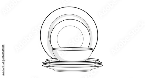 Elegant Dinnerware Set - A Stack of Plates and Bowl.