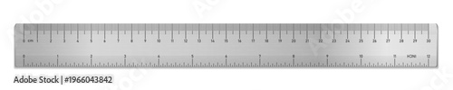 Realistic metal tape ruler isolated on transparent background. Double sided measurement in cm and inches. Vector PNG