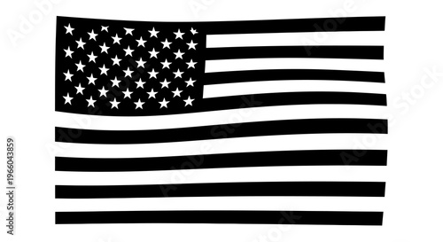 Silhouette american flag with stars and stripes design on white background