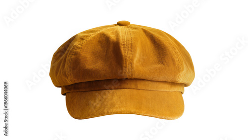 Photos Mustard yellow corduroy newsboy cap, isolated on transparent background