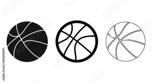 Minimalist basketball icons in silhouette and outline design