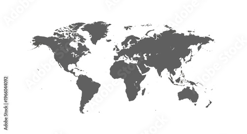 Minimalist world map in black silhouette style highlighting continents