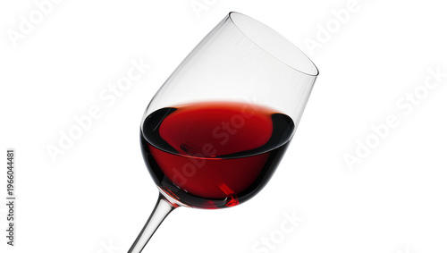 Canvastavla Tilted clear glass with rich red wine, isolated on transparent background for dr