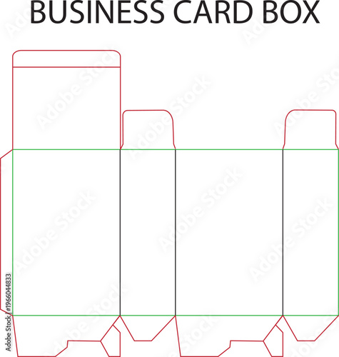 Business Card Box Dieline Template with Cut Lines and Fold Lines Vector Illustration for Packaging Design