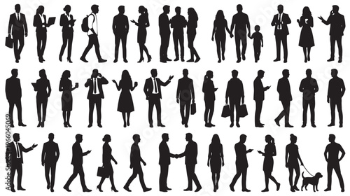 Business People Silhouettes, Office Workers, Corporate Icons, Black Vector Illustrations