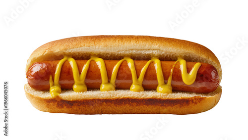 Foto Classic hot dog in bun with yellow mustard, isolated on transparent background f