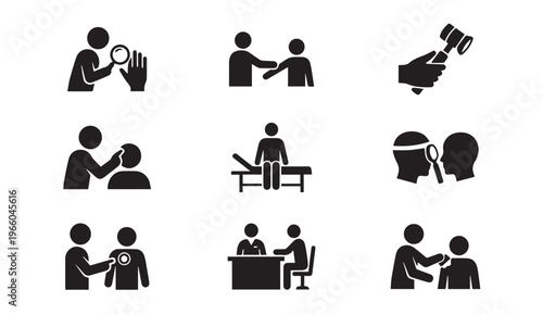 Medical examination check-up icons - doctor patient health care concepts