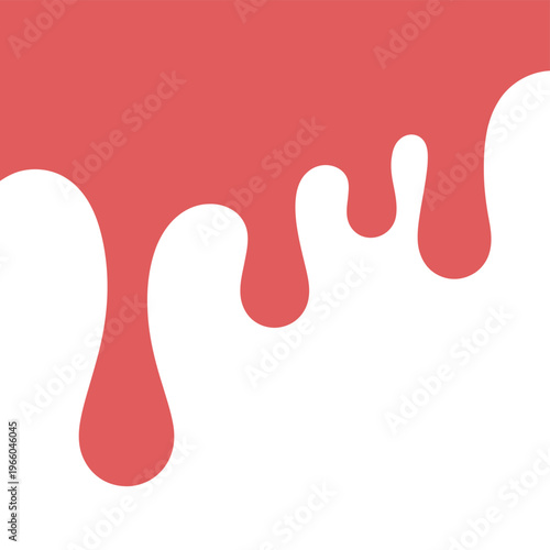 Abstract red paint drips and flows dramatically against a stark white background creating a visual texture