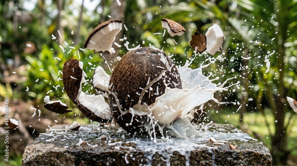 Obraz premium Broken Coconut Splash Concept