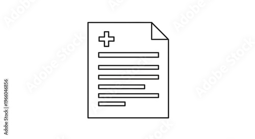 Medical Document Icon with Plus Sign, Healthcare and Medicine Concept