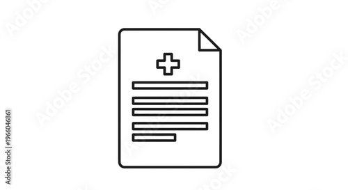 Medical document icon with cross symbol, healthcare record symbol