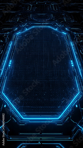 Futuristic Blue Hexagon HUD Interface