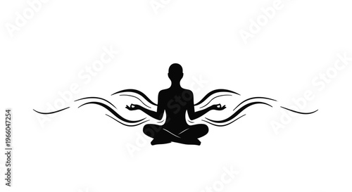 yoga meditation silhouette with flowing lines