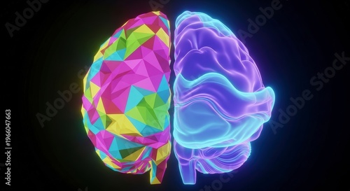 Brain Hemispheres Neurology Concept Illustration.