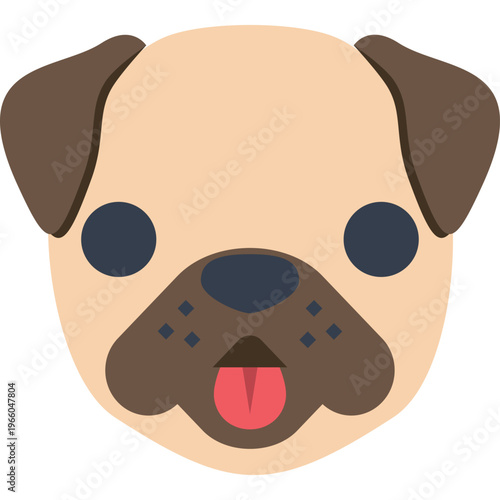 Vector cartoon dog face of Pug breed. Puppy, pets design element.