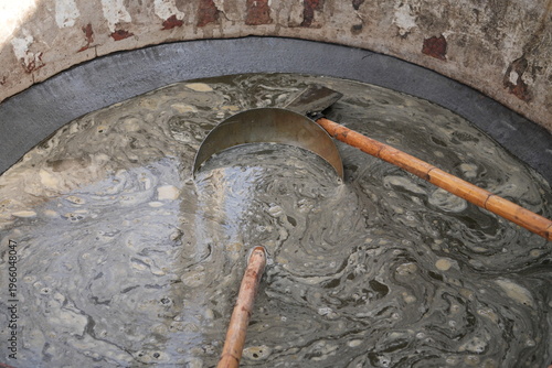 Construction Work with Pipes Installed in Concrete Drain
