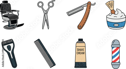 Black and white of men's grooming and shaving essentials set safety razor shaving brush shaving cream