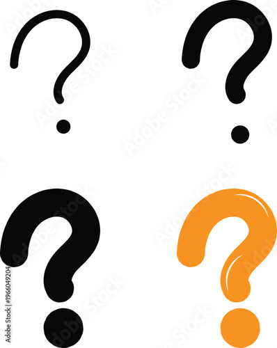 Four question marks on a white background isolated on white background, Vector, illustration