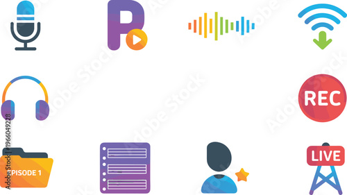 Colorful abstract representing podcasts books music and live streaming concept