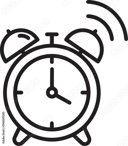 Ringing Alarm Clock Outline Icon Time Management Symbol Vector Illustration.