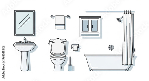 Bathroom Interior Design - Sink, Toilet, Bathtub, and Accessories.