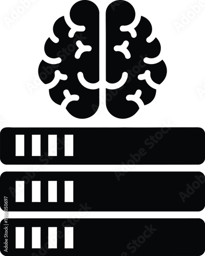Brain connected to three hard drives symbolizing data storage and cognitive processing isolated on white background, Vector