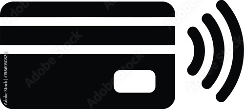 Contactless payment card with wireless signal icon isolated on white background, Vector