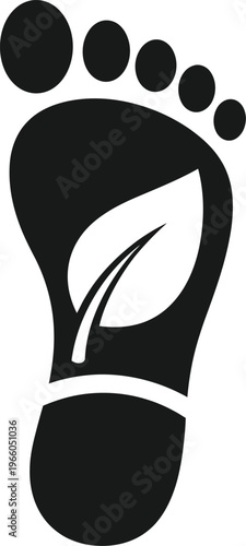 A stylized footprint with a leaf design inside the arch isolated on white background, Vector