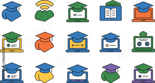 Isometric of houses and buildings with colorful roofs and facades