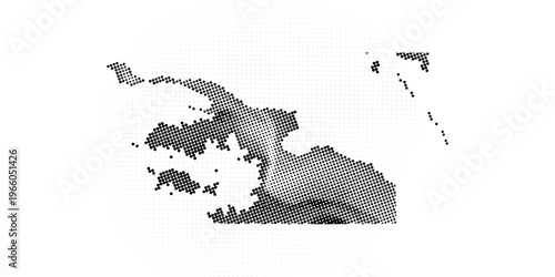 Abstract Halftone Dot Pattern Forming Organic Shape on White Background