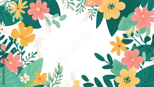 PNG Flowers frame illustration graphics colorful.