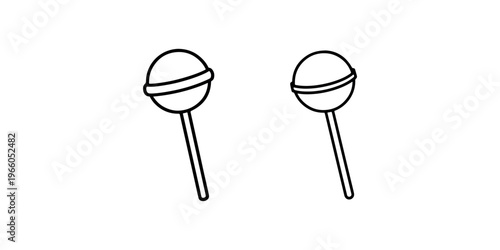 Lollipop candy line icon set for sweet shop dessert menu branding children party treat round sugar snack isolated on white background vector illustration