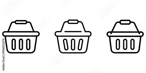 Shopping basket vector icon. illustration of shopping cart for online store, e-commerce, supermarket. consumerism symbol