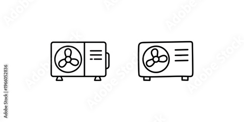 Air conditioning unit vector icon. two flat style air conditioning units with fan and cooling fins, climate control, hvac system illustration