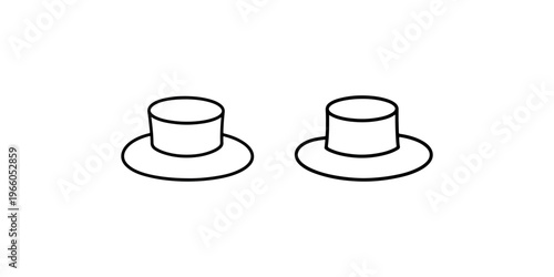 Top hat vector icon. two different styles of top hats, elegant headwear for formal occasions, magician accessory, vintage fashion