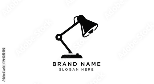 Simple Black Silhouette of a Modern Desk Lamp.