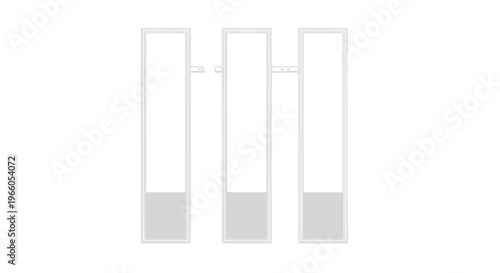 Minimalist geometric logo icon with three vertical bars, abstract architectural pillars vector, clean corporate branding symbol in light grey