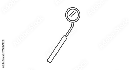 Dental Mirror Icon Line Art, Simple Vector Illustration of Dentist Tool