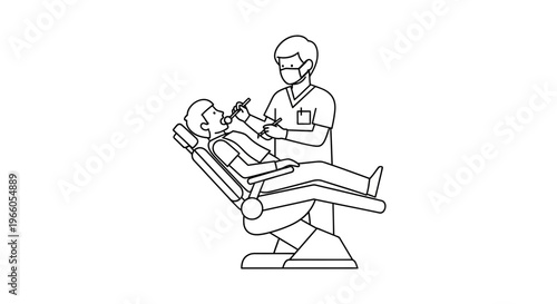 Dentist examining patient's teeth in dental chair, medical checkup, healthcare concept