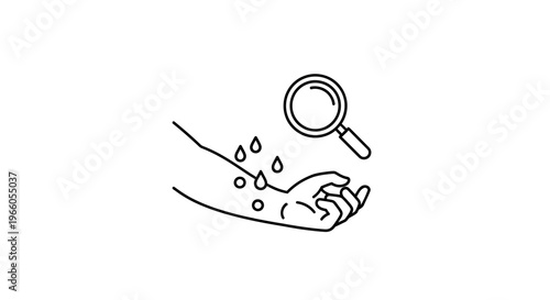 Dermatology Exam: Magnifying Glass Inspecting Skin Rash on Arm