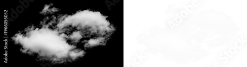 Photography Fluffy white cumulus cloud formation isolated realistically against a deep black
