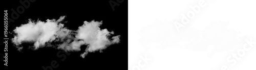 Canvastavla Isolated natural white cumulus cloud formation isolated against a solid black ba