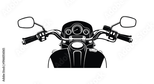 A striking black silhouette of motorcycle handlebars fuel tank and front view creating a bold design silhouette high quality professional detailed