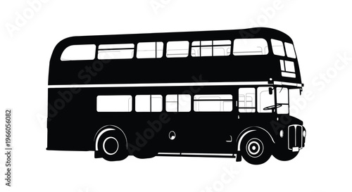 A striking black silhouette of a classic double decker bus showcasing its iconic design and shape silhouette high quality professional detailed modern